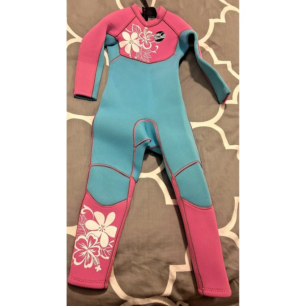 Wetsuit Girls Size Medium Pink Blue Scuba Surf Swim Thermal Flex Neoprene 3MM
